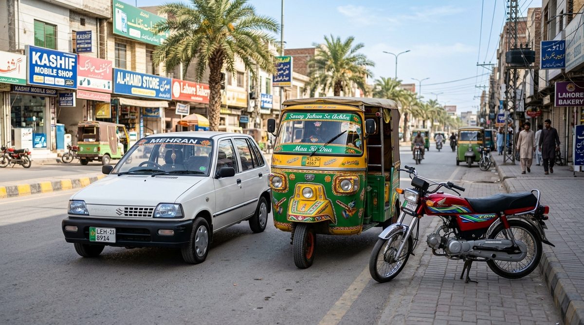 Eligible vehicles under 9771 Petrol Relief: Motorcycle, Rickshaw, and 800cc small car in Pakistan